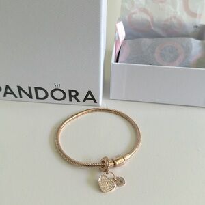 Rose Gold Pandora Bracelet with (1) Heart Charm